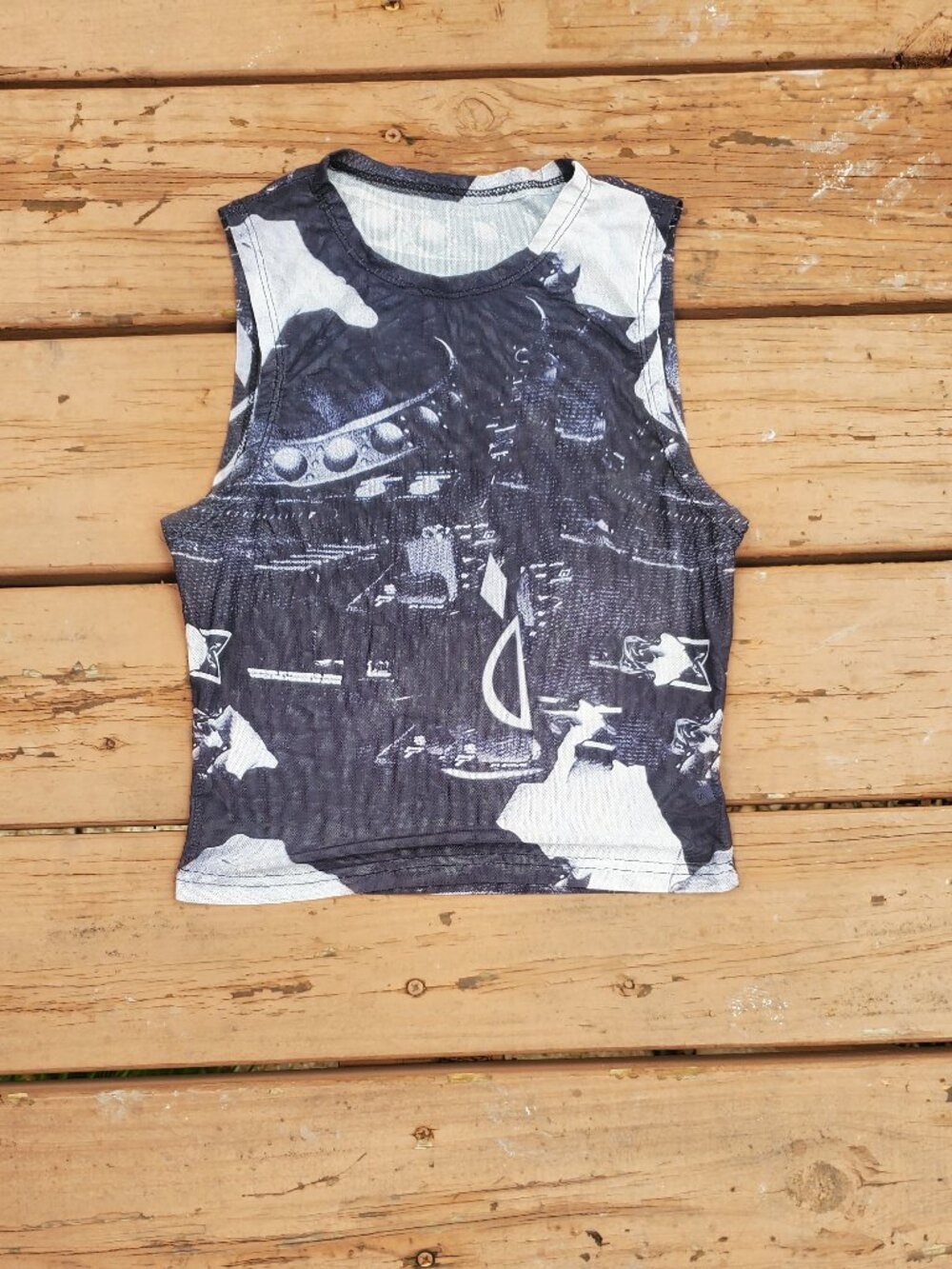 Sheer Punk Emo Goth Inspired Crop Tank - Size S